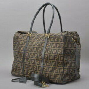 FENDI Zucca Boston bag shoulder lock jacquard leather brown black